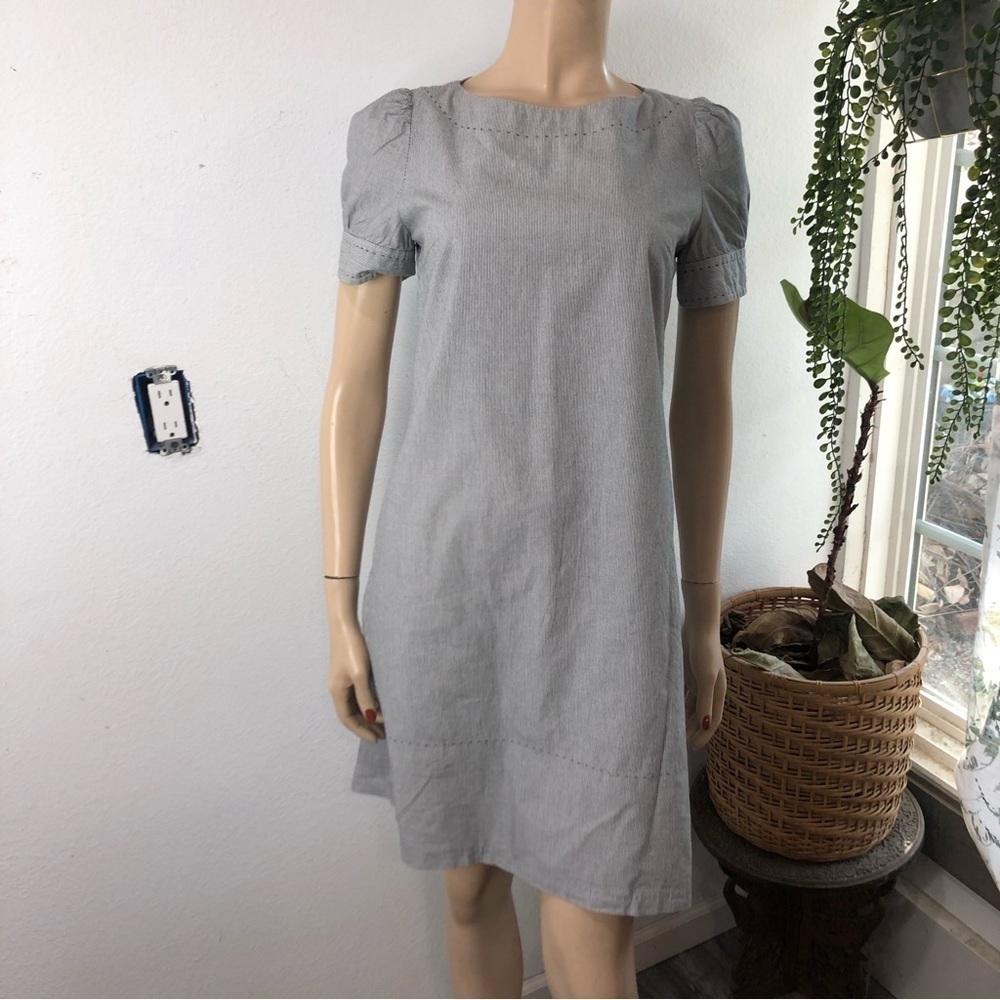 HAZZYS short sleeve round neck blue, white stripes dress